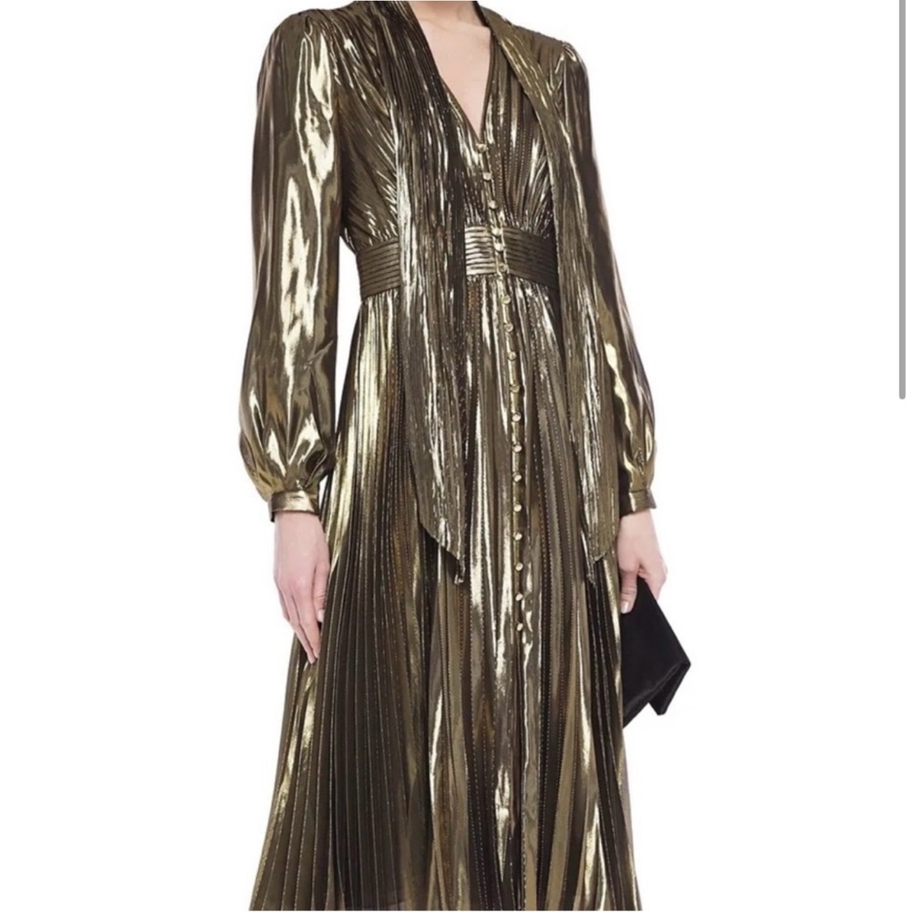 Equipment Shimmering Gold Long Sleeve Dress size 10